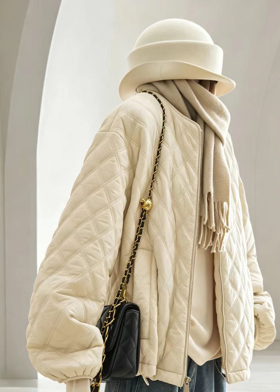 Casual Pink O-Neck Quilted Cotton Filled Jackets Winter