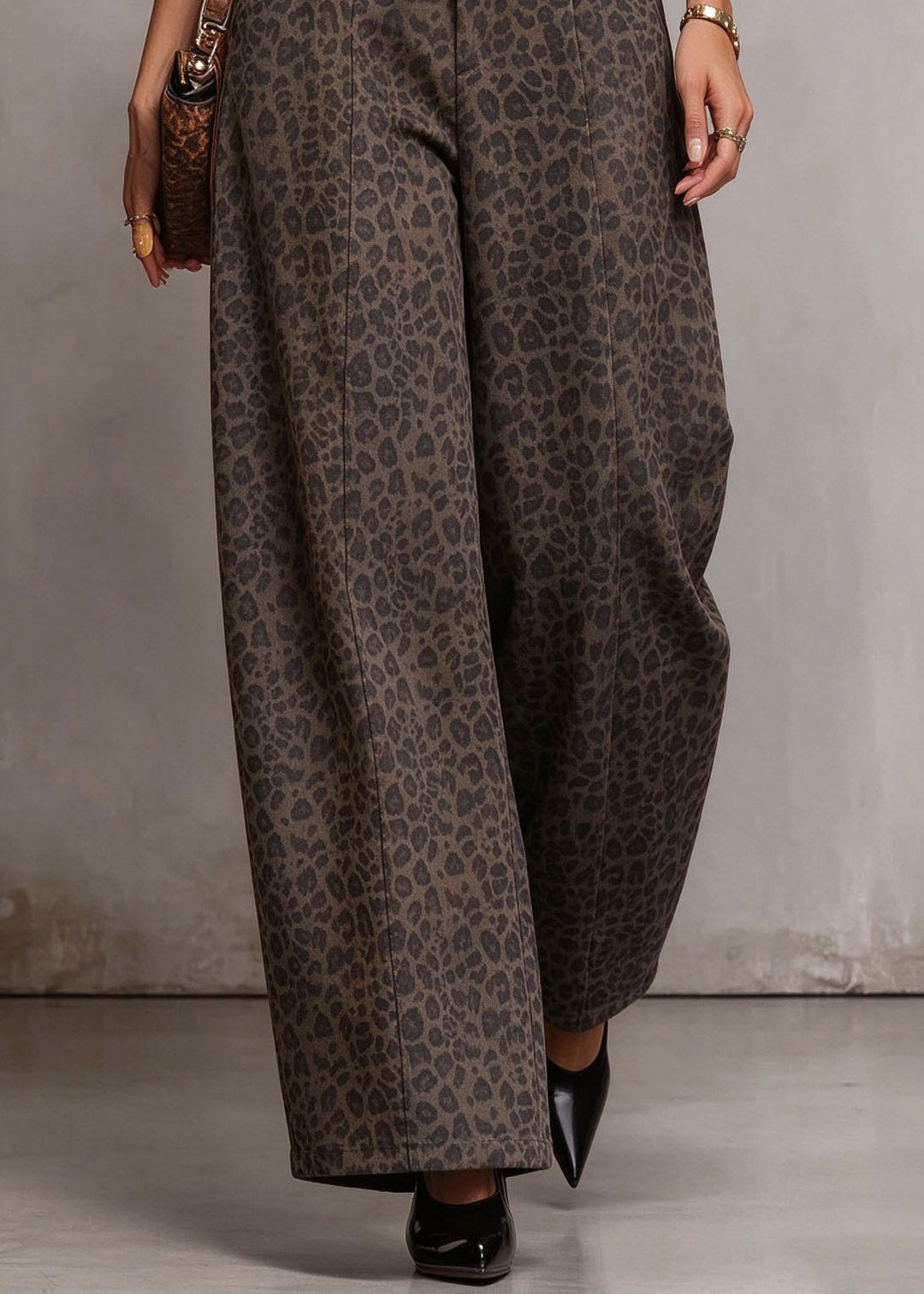 Casual Print Elastic Waist Wide Leg Pants Fall