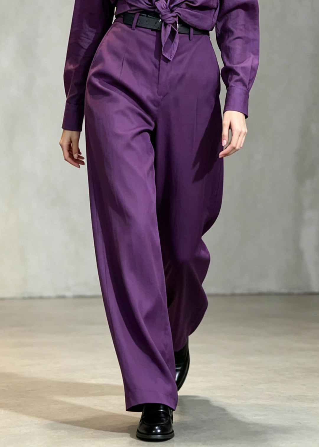 Casual Purple Peter Pan Collar Linen Two Pieces Set Fall