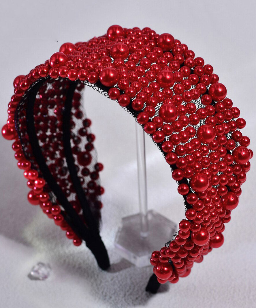Casual Red Acrylic Pearl Solid HairPiece