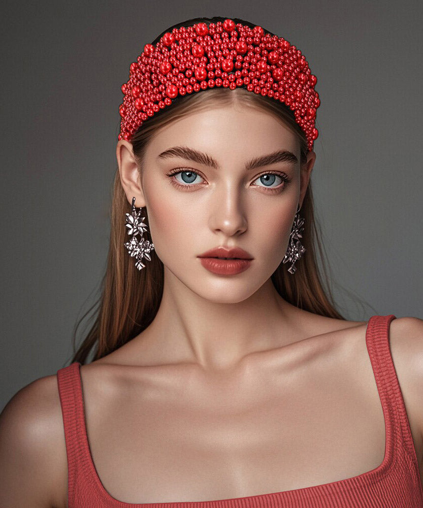 Casual Red Acrylic Pearl Solid HairPiece