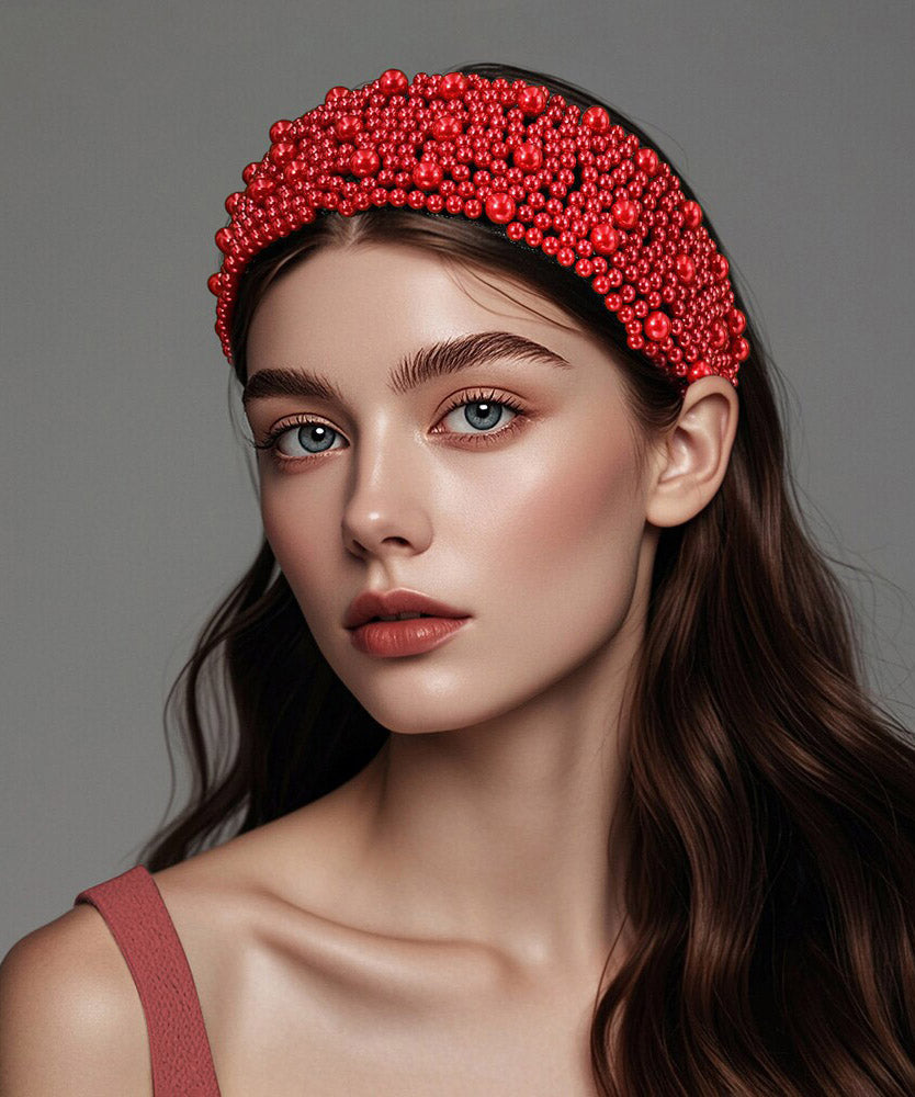 Casual Red Acrylic Pearl Solid HairPiece