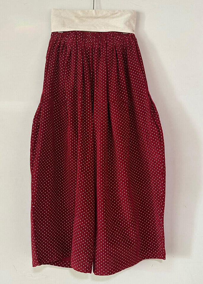 Casual Red Dot Pockets High Waist Corduroy Wide Leg Pants Spring