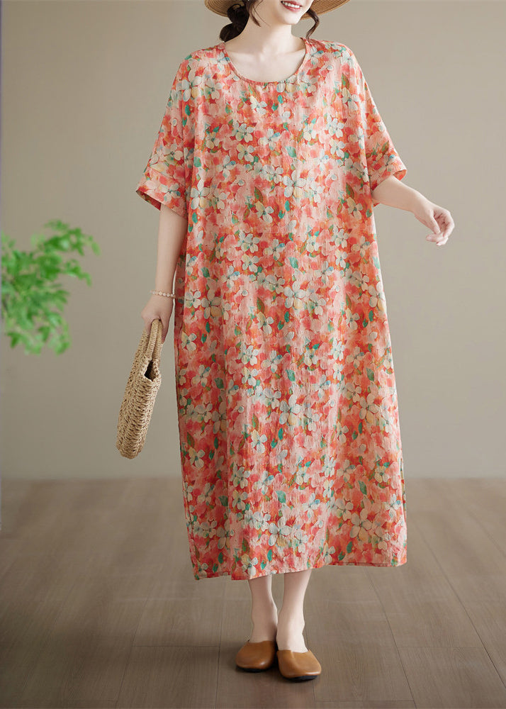 Casual Red Patchwork Long Dresses Short Sleeve