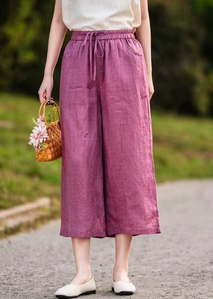 Casual Rose Oversized Linen Wide Leg Pants Summer