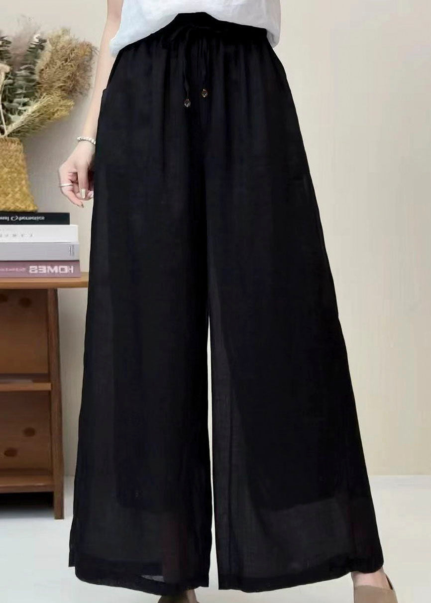 Casual Rose Pockets Elastic Waist Linen Pants Summer