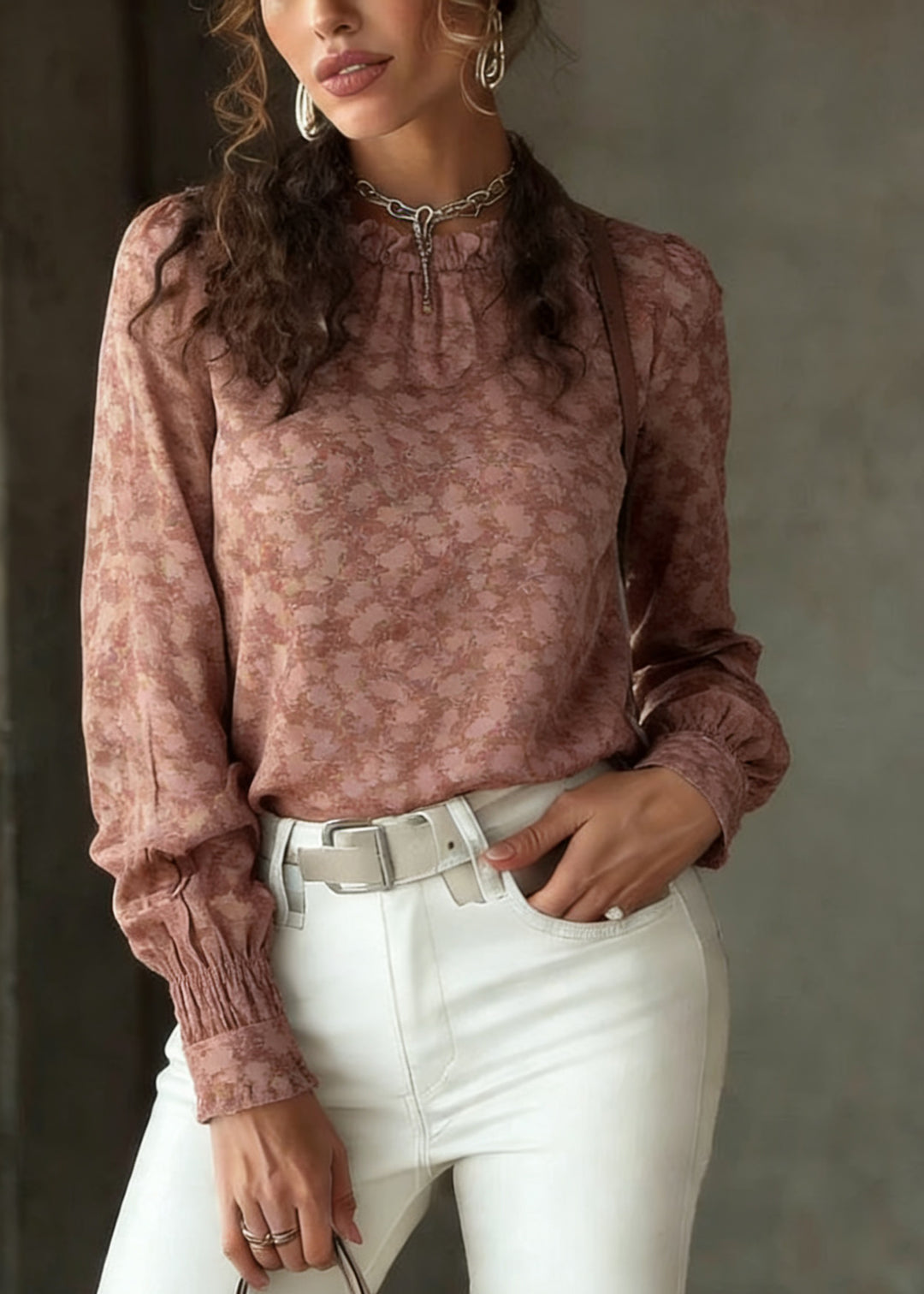 Casual Ruffled Patchwork Print Shirt Spring - Omychic