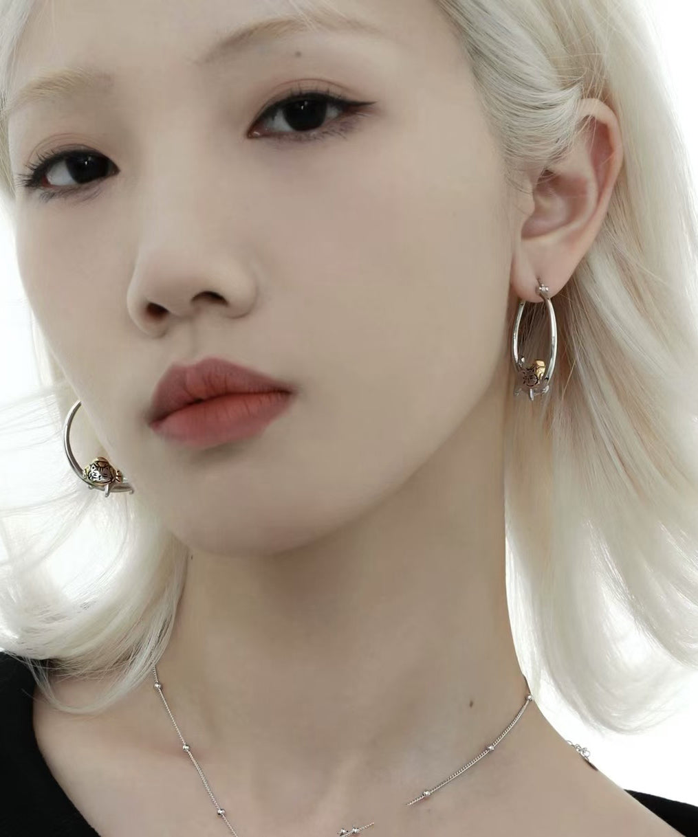 Casual Silk Copper Alloy Kitty Hoop Earrings