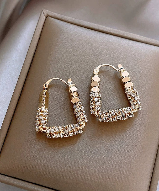 Casual Silk Copper Alloy Zircon Broken Silver Hoop Earrings