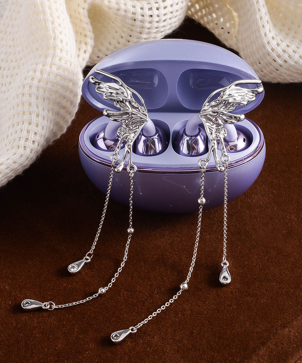 Casual Silk Copper Butterfly Tassel Drop Earrings