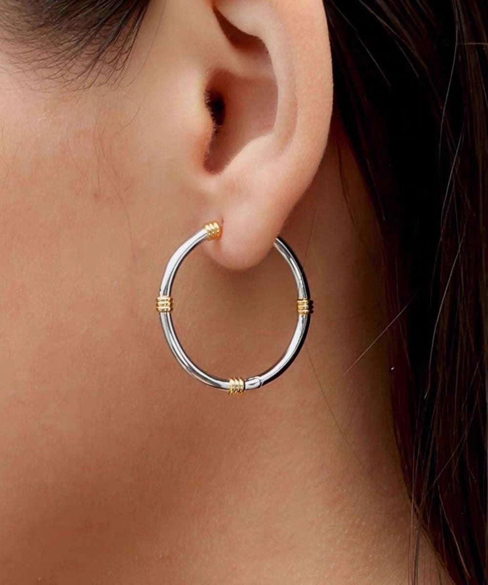 Casual Silk Copper Overgild Hoop Earrings