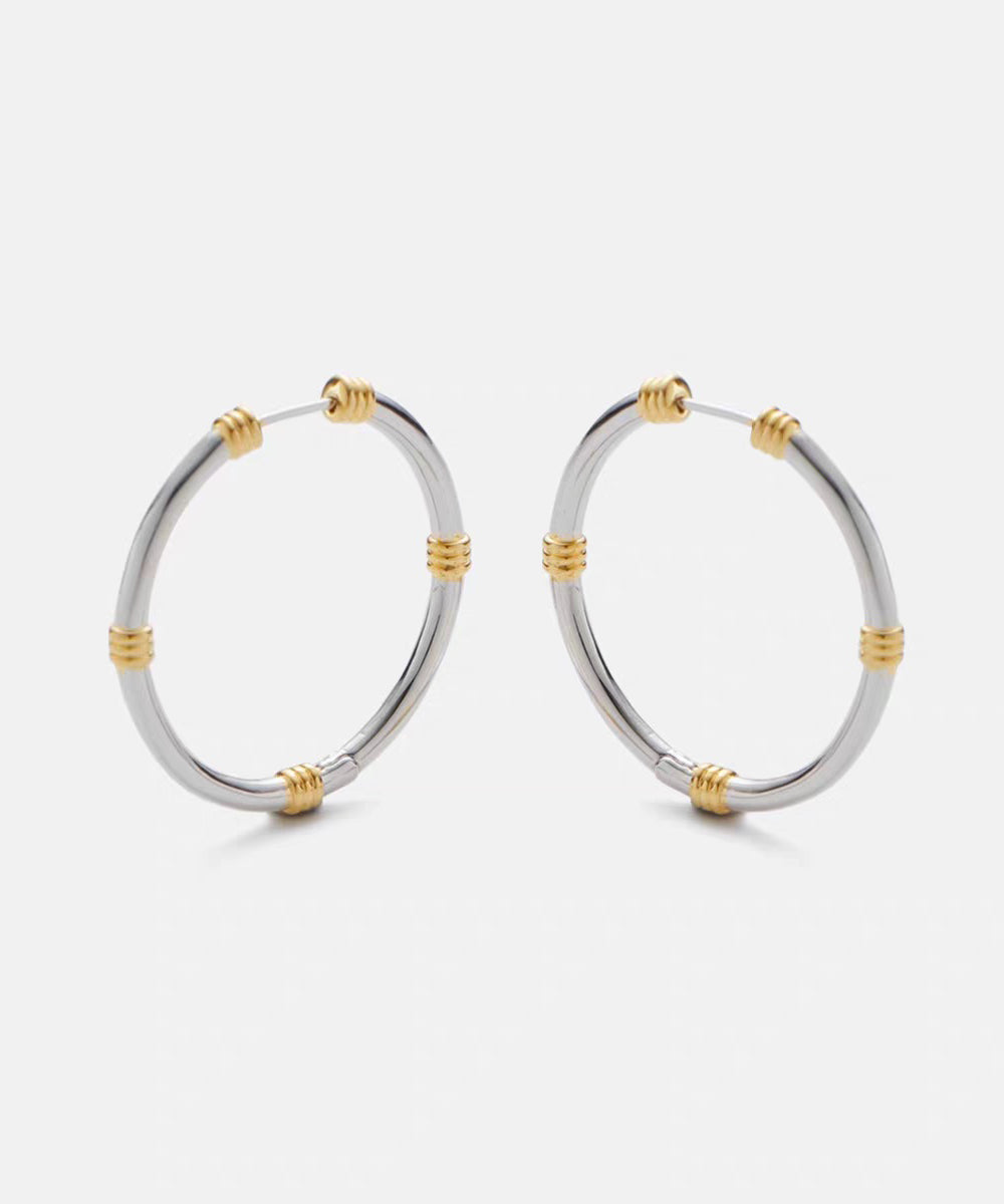 Casual Silk Copper Overgild Hoop Earrings