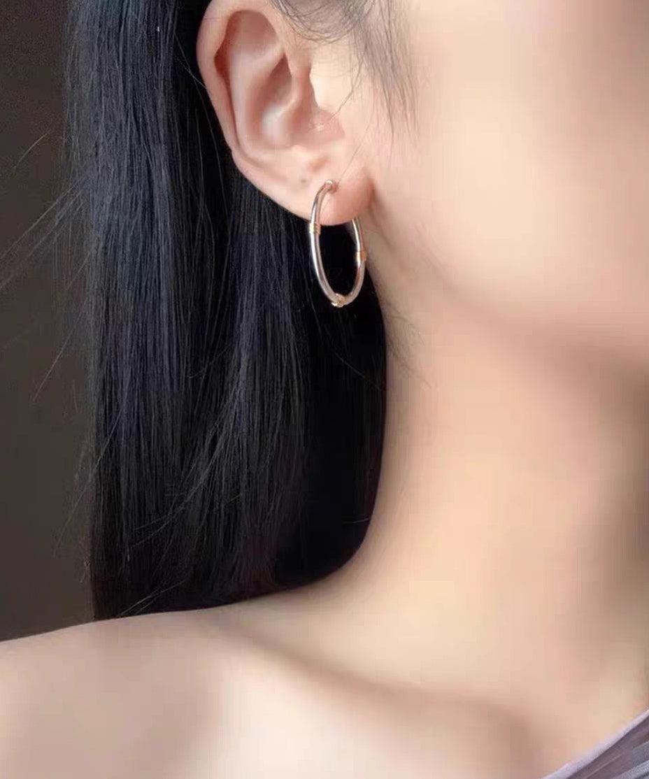 Casual Silk Copper Overgild Hoop Earrings