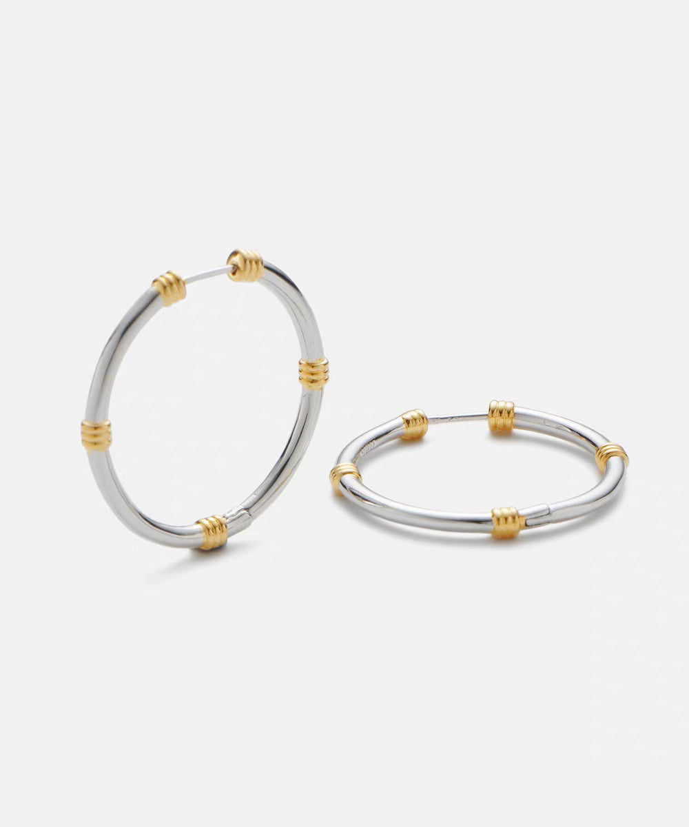 Casual Silk Copper Overgild Hoop Earrings