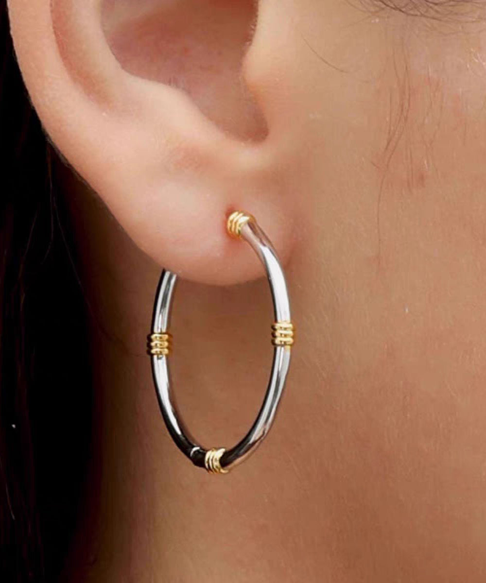 Casual Silk Copper Overgild Hoop Earrings