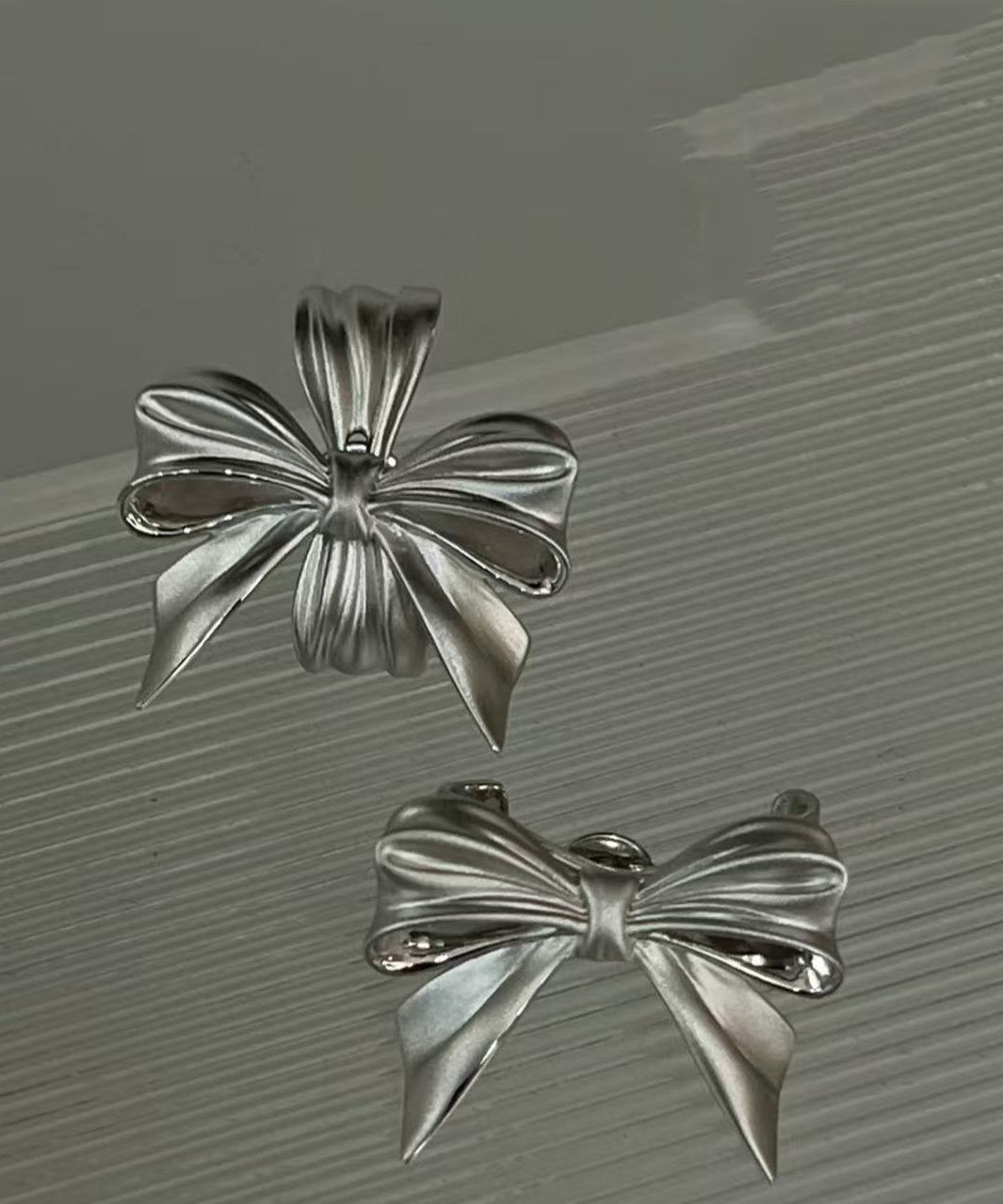Casual Silk Sterling Silver Bow Stud Earrings