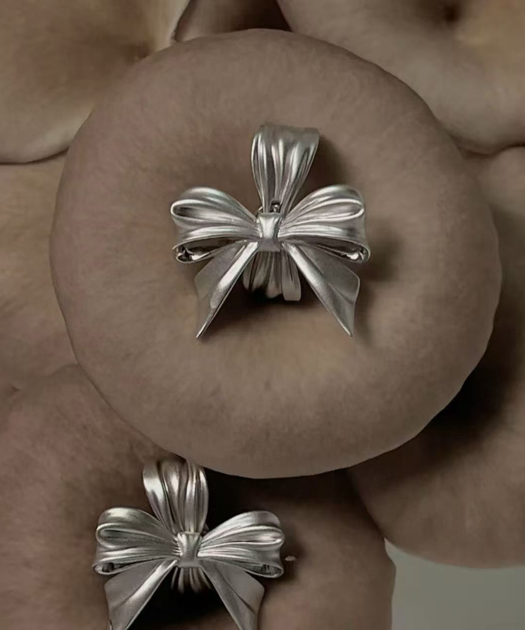 Casual Silk Sterling Silver Bow Stud Earrings