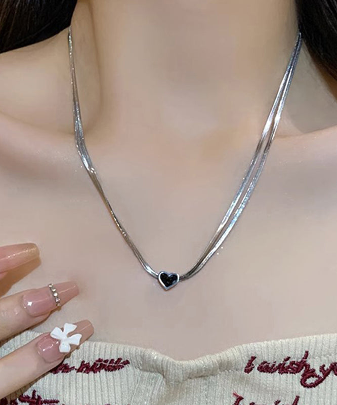 Casual Silk Sterling Silver Double-Layer Pendant Necklace