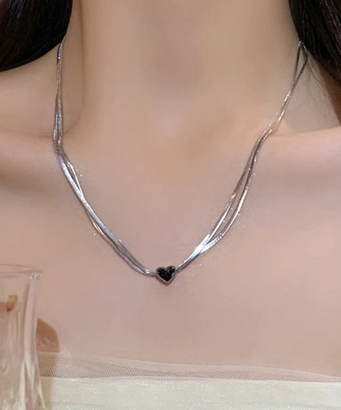 Casual Silk Sterling Silver Double-Layer Pendant Necklace