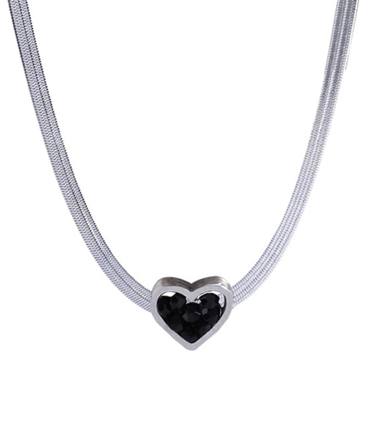 Casual Silk Sterling Silver Double-Layer Pendant Necklace