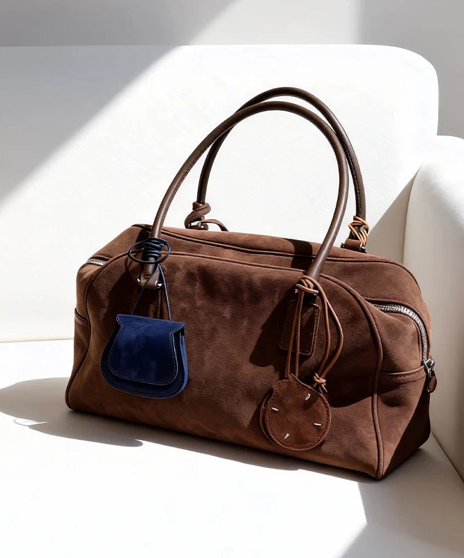 Casual Solid Durable Suede Coffee Tote Handbag