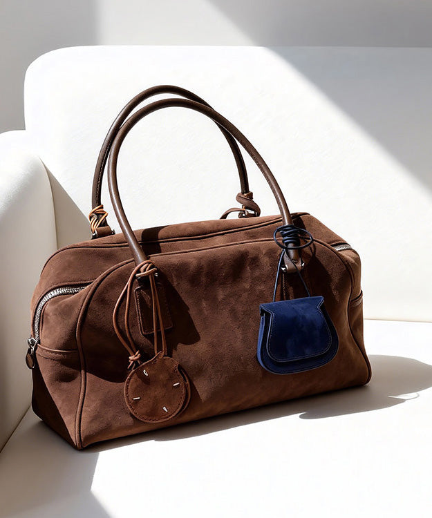 Casual Solid Durable Suede Coffee Tote Handbag