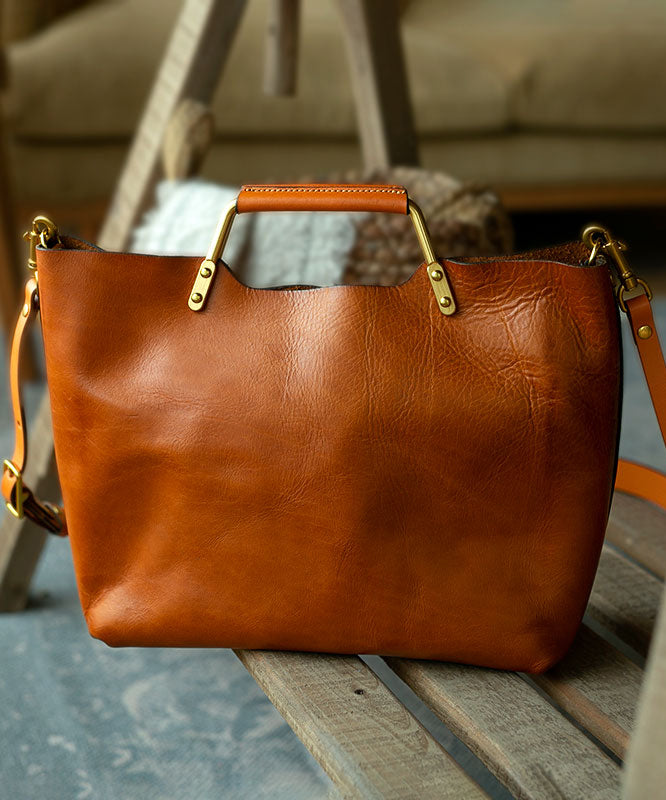 Casual Versatile Black Calf Leather Tote Bag