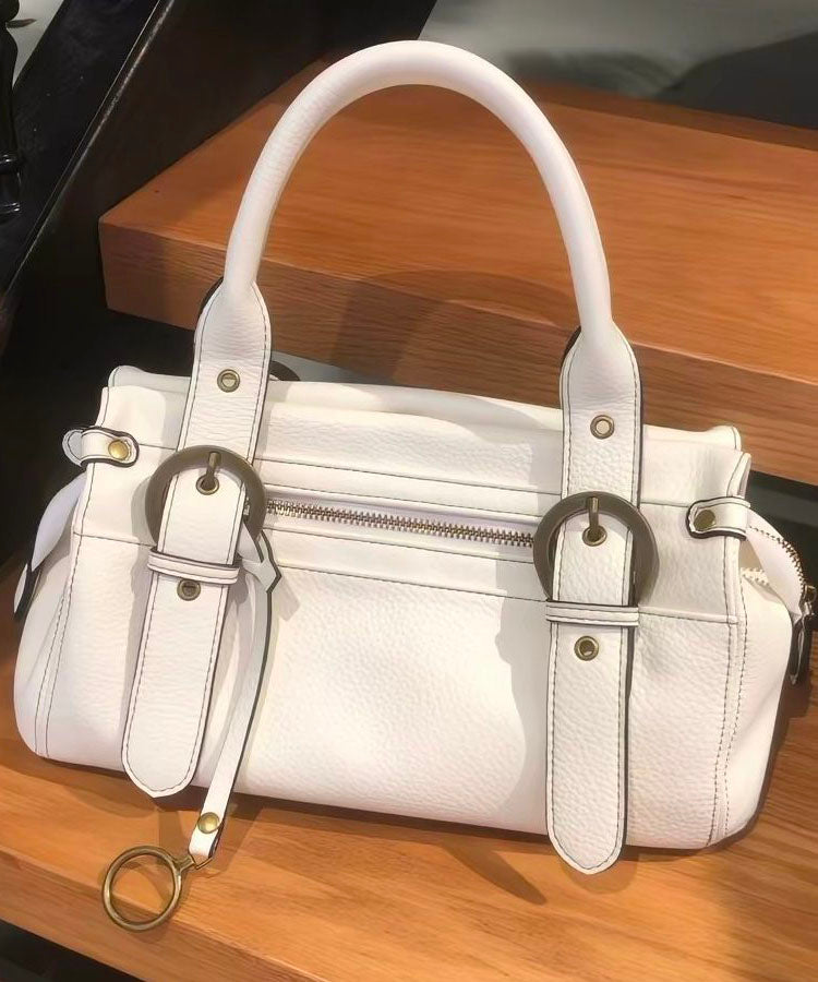 Casual Versatile White Faux Leather Tote Bag