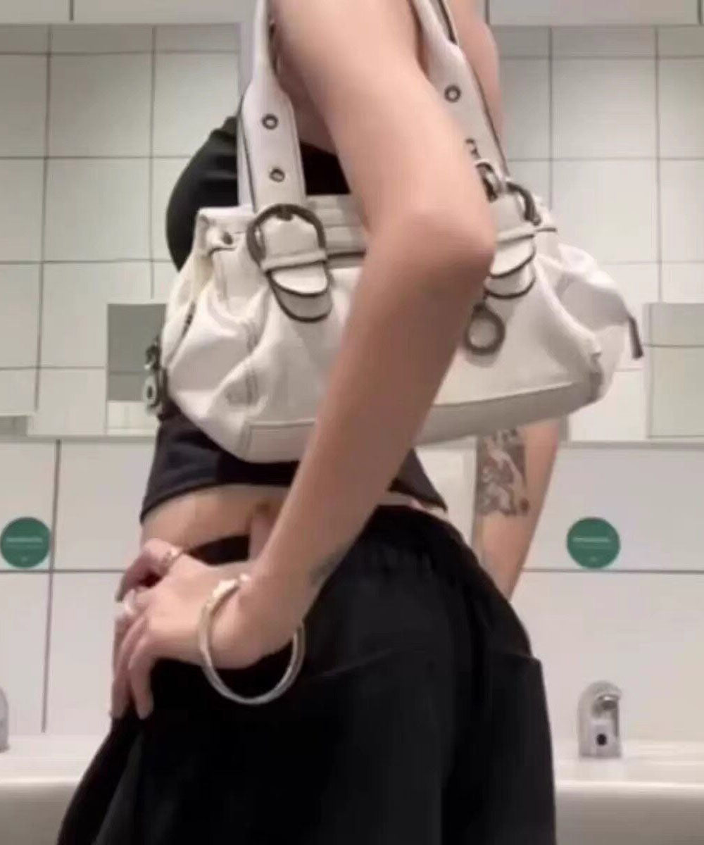 Casual Versatile White Faux Leather Tote Bag