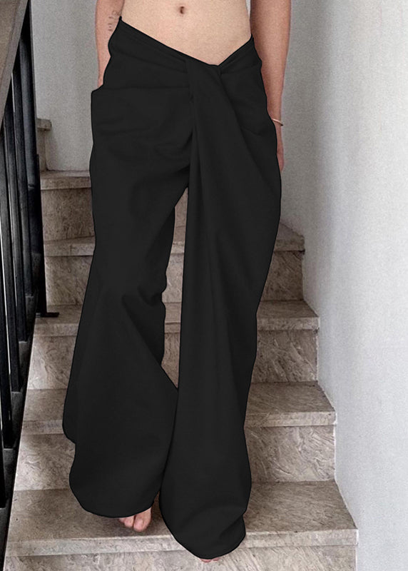 Casual White Asymmetrical Solid Wide Leg Pants Spring