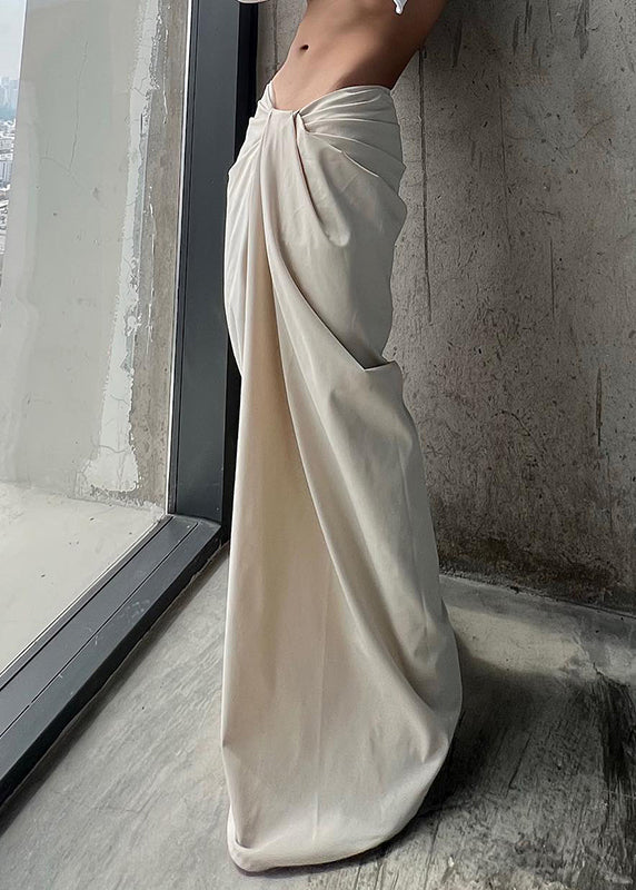 Casual White Asymmetrical Solid Wide Leg Pants Spring