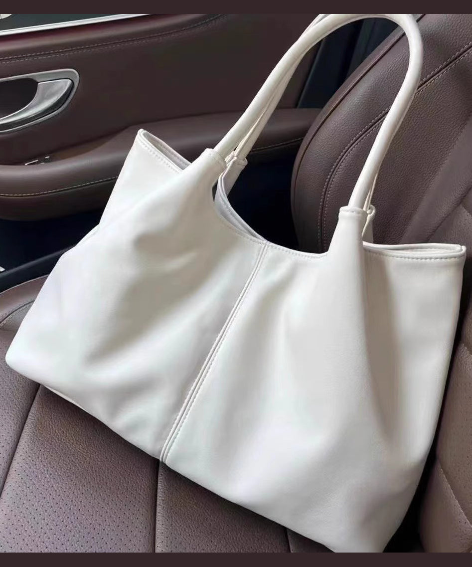 Casual White Large Capacity  Faux Leather Satchel Handbag