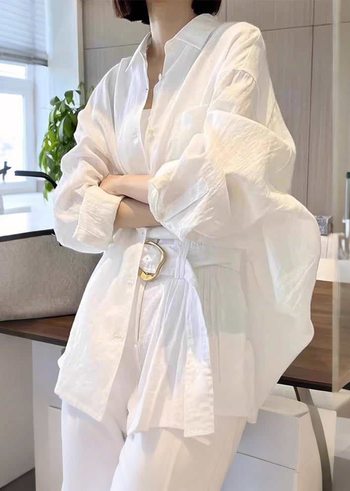 Casual White Oversized Cotton Shirts Spring