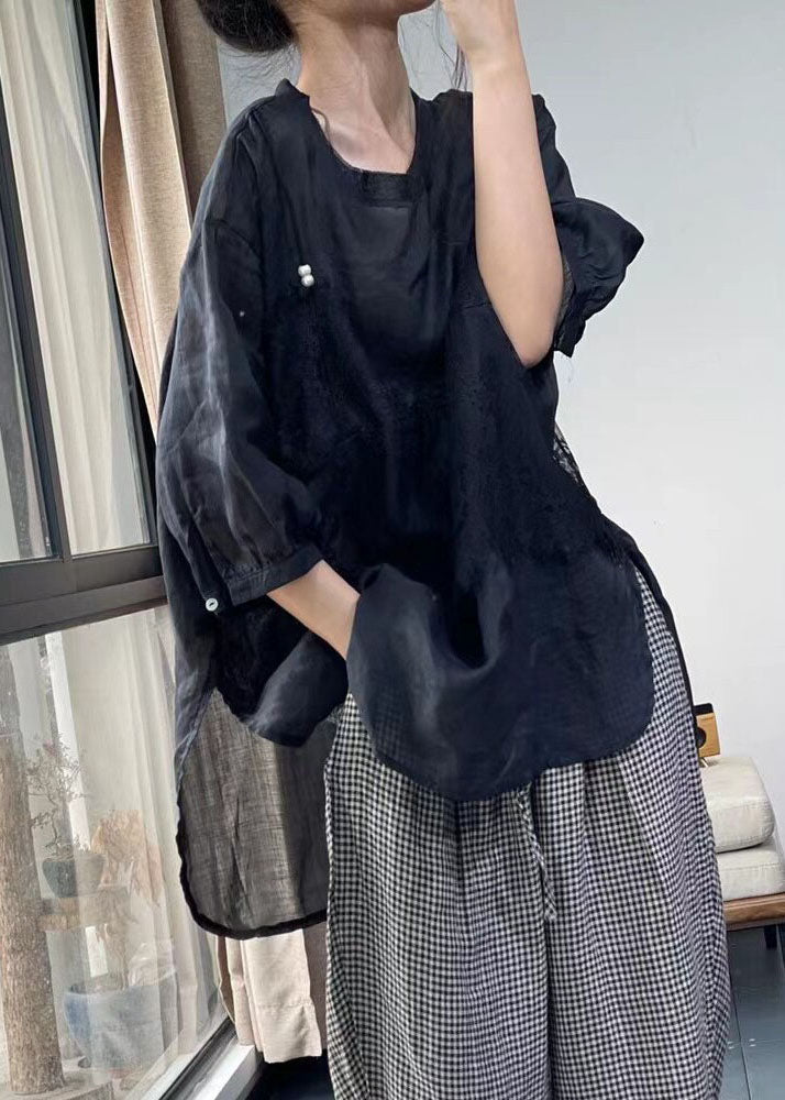 Casual White Patchwork Side Open Fake Two-Piece T Shirt Half Sleeve