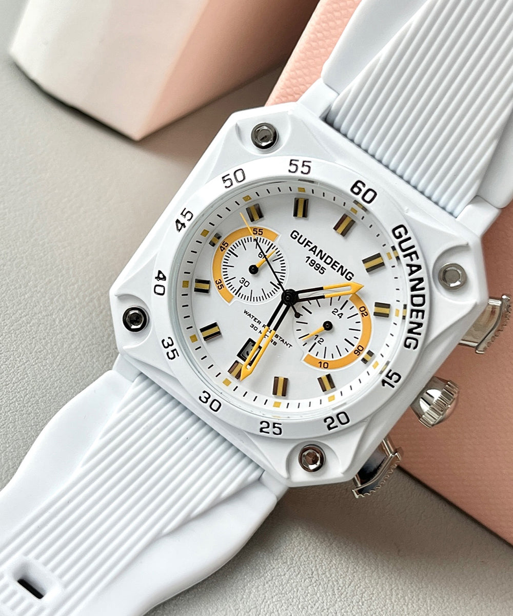 Casual White Silicone Rubber Alloy Quartz Movement Watch