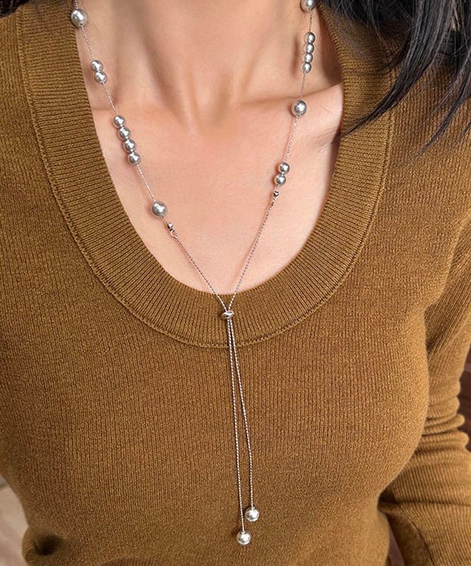 Casual White Sterling Silver Pearl Starry Sky Gratuated Bead Necklace