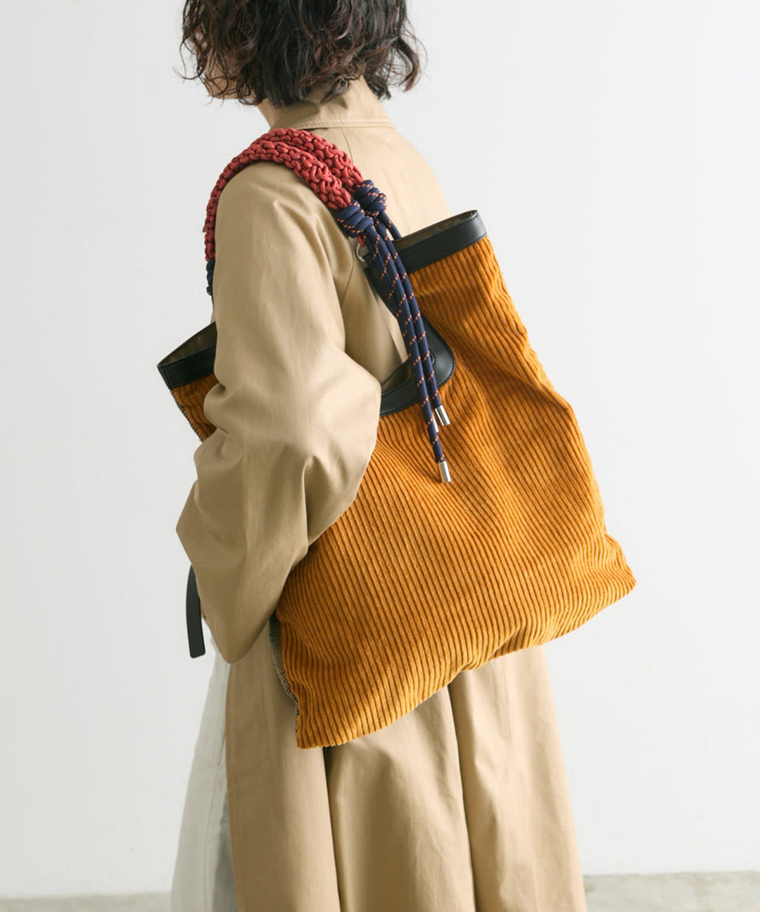 Casual Yellow Large Capacity Corduroy Shoulder Bag
