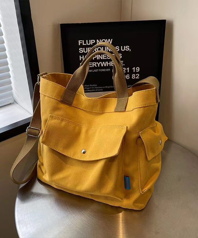 Casual Yellow Solid Durable Large Capacity Canvas Messenger Bag