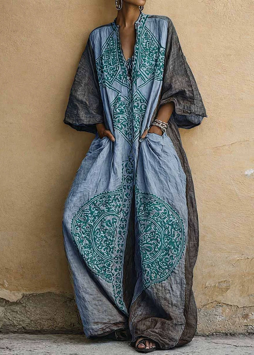 Casual Yellow V Neck Print Pockets Jumpsuits Summer