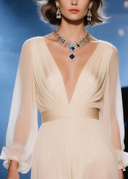 Chic Apricot Exra Large Hem Sheer Tulle Dinner Dress Summer