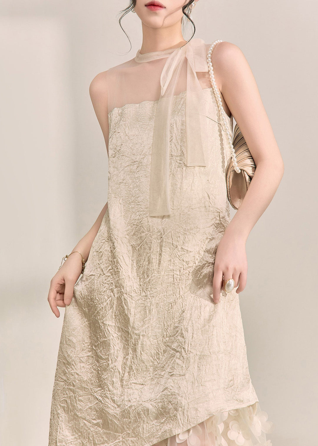 Chic Apricot Tulle Patchwork Floral Vacation Maxi Dresses Summer