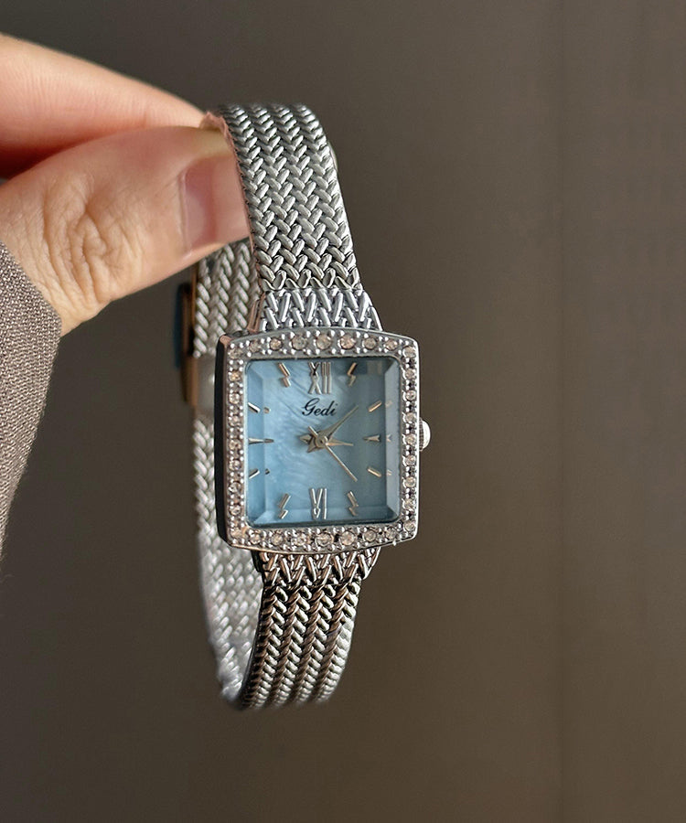 Chic Baby Blue Stainless Steel Waterproof Chain Watches