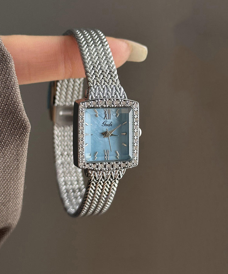 Chic Baby Blue Stainless Steel Waterproof Chain Watches