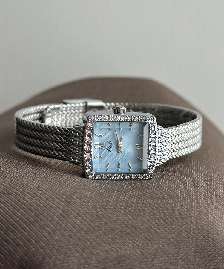 Chic Baby Blue Stainless Steel Waterproof Chain Watches