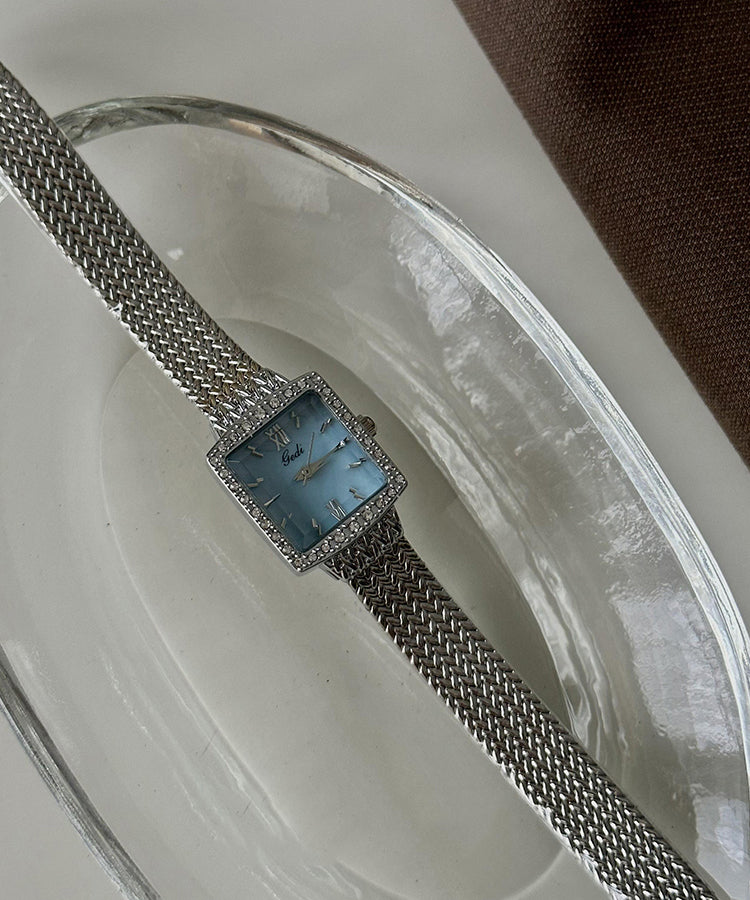 Chic Baby Blue Stainless Steel Waterproof Chain Watches
