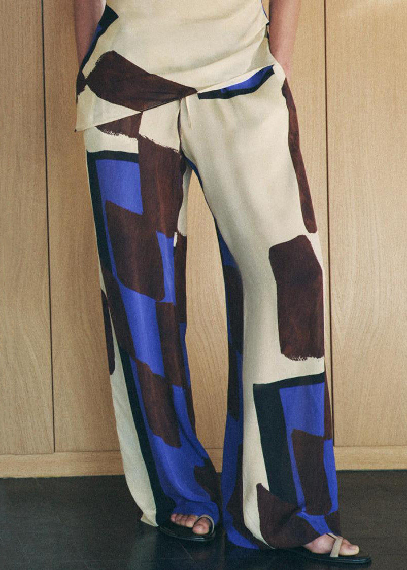 Chic Backless Print Tops And Pants Cotton Two Pieces Set Sleeveless