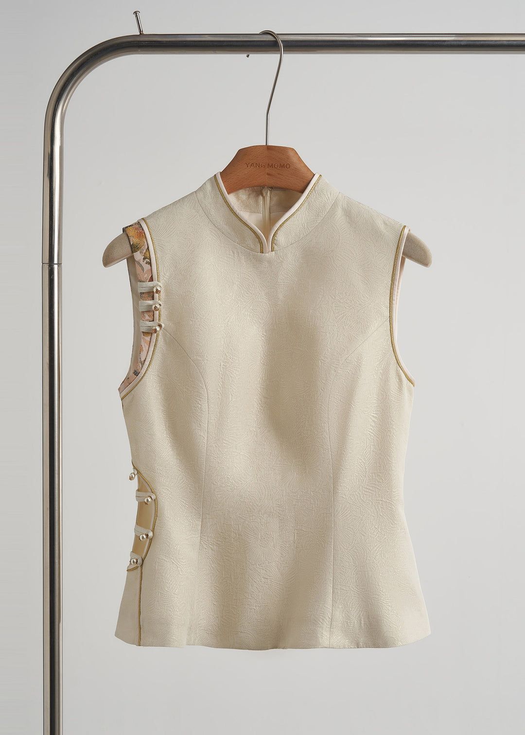 Chic Beige Chinese Button Hollow Out Oriental Vests Fall