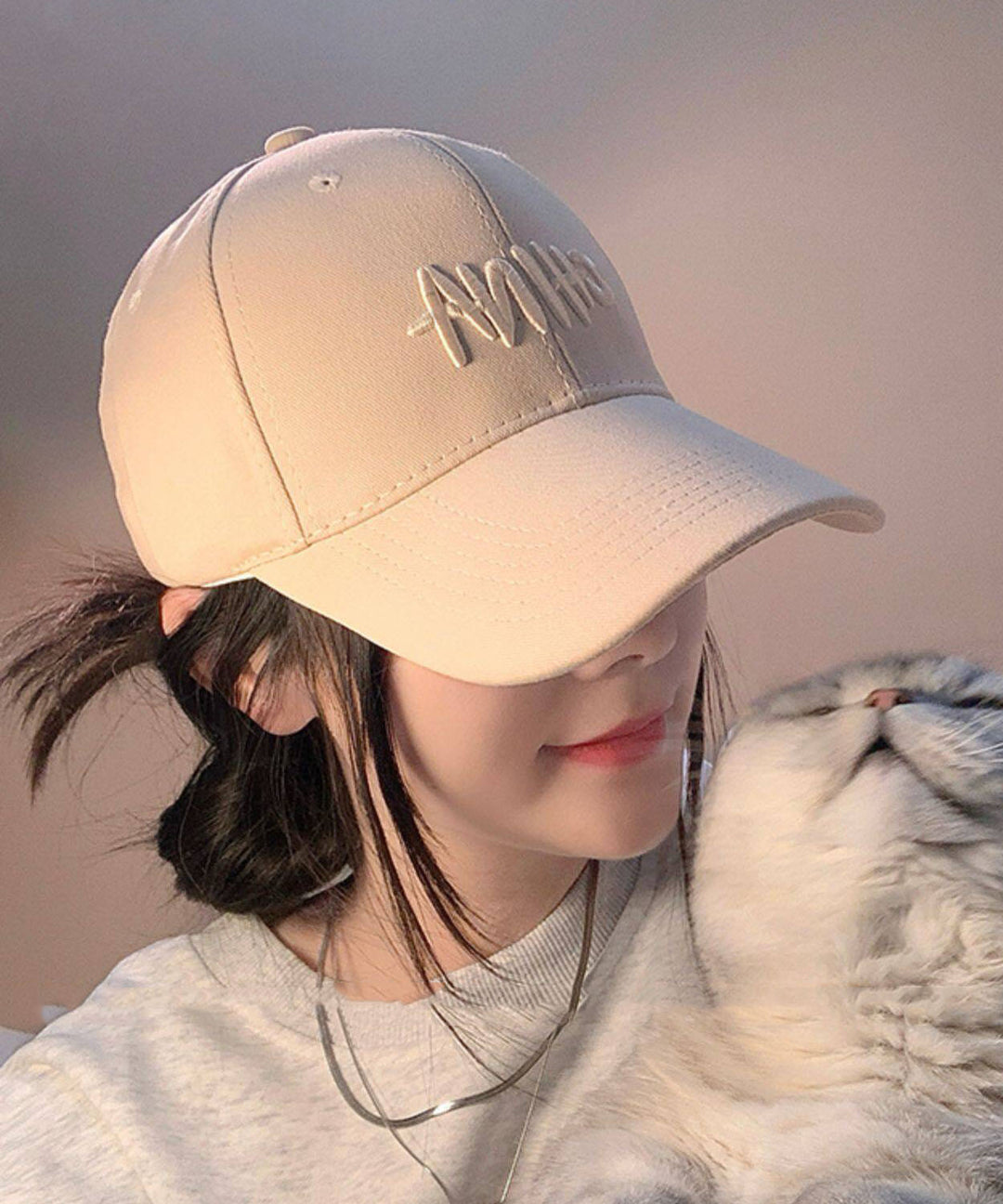 Chic Beige Embroideried Versatile Baseball Cap Hat