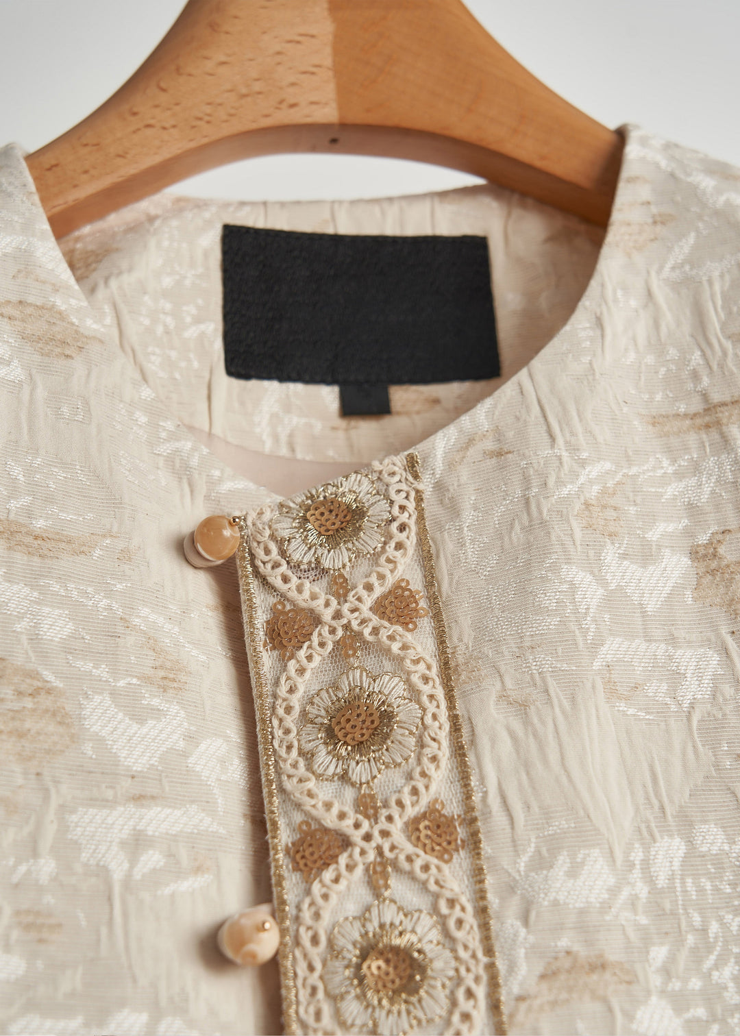 Chic Beige Oversized Jacquard Cotton Coats Fall