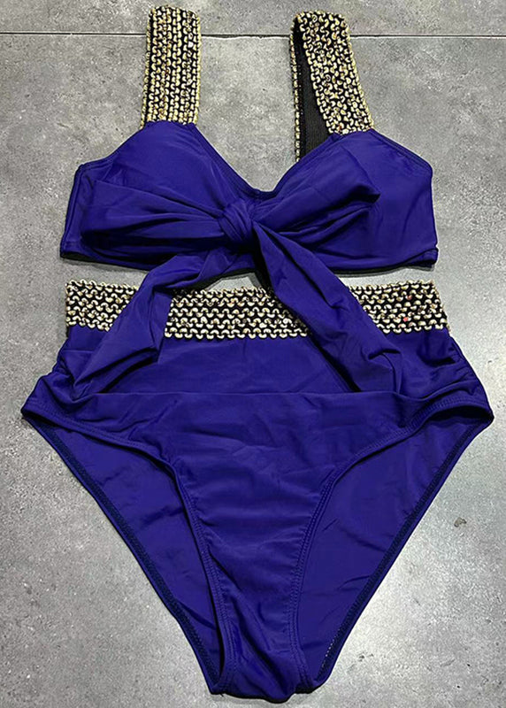 Chic Black Bow Sequins Chain Linked Patchwork Lingerie Set